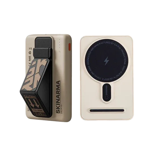 Skinarma Magnetic Powerbank 5000 mAh 20W Usb-C Pd With Smart Grip Stand - Ivory - Tashqila Skinarma Magnetic Powerbank 5000 mAh 20W Usb-C Pd With Smart Grip Stand - Ivory - Tashqila